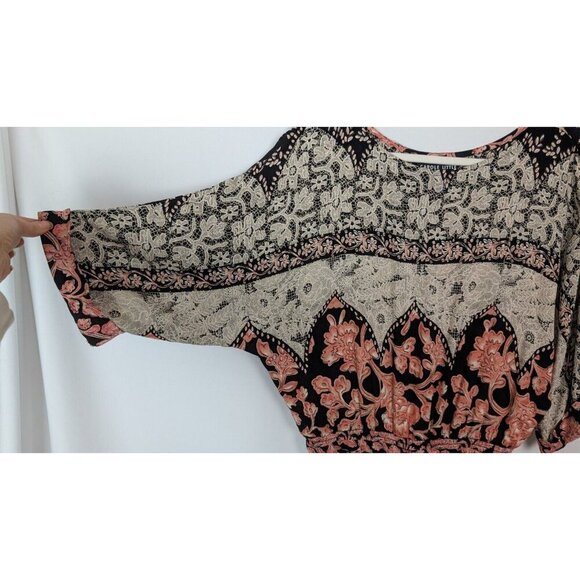 Vintage 90 Y2K Carol Little 12 Maxi Dress Patchwork Floral Tie Front Bohemian - Picture 8 of 14